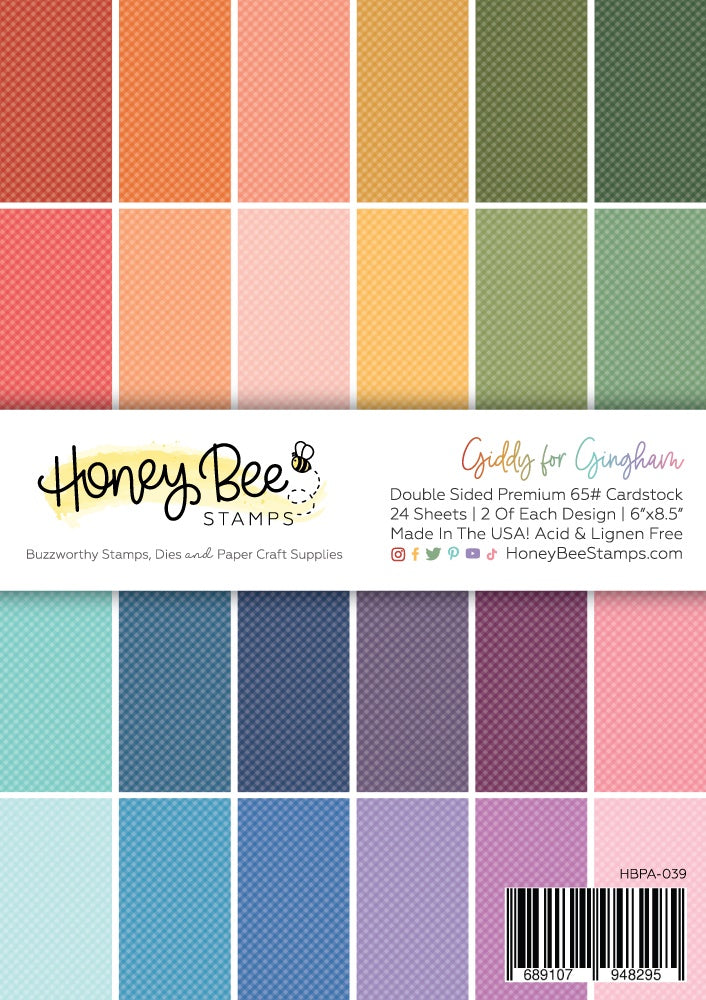 Honeybee Stamps Giddy For Gingham Paper Pad 6x8.5 - 24 Double Sided Sheets