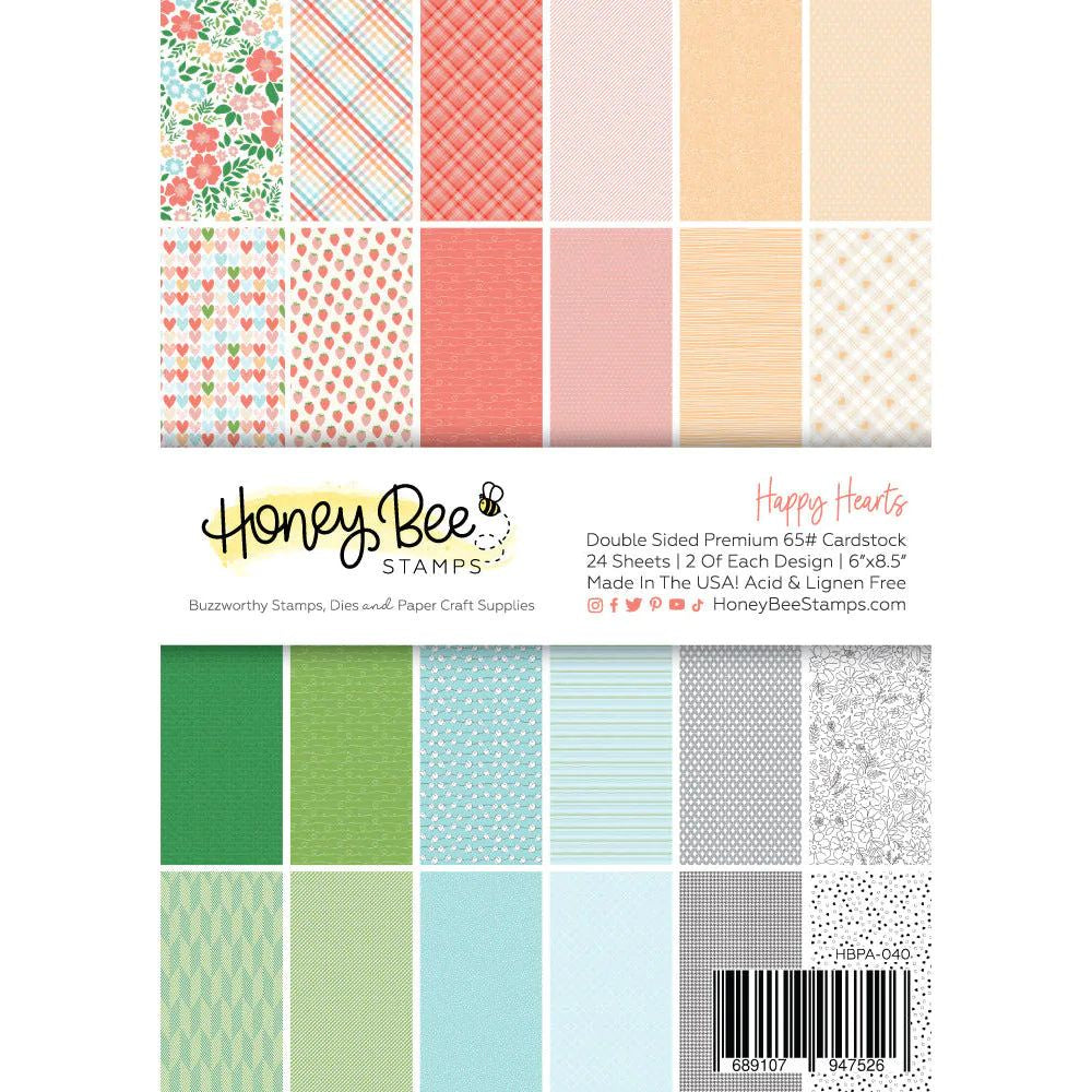 Honey Bee Stamps Happy Hearts Paper Pad 6x8.5 - 24 Double Sided Sheets