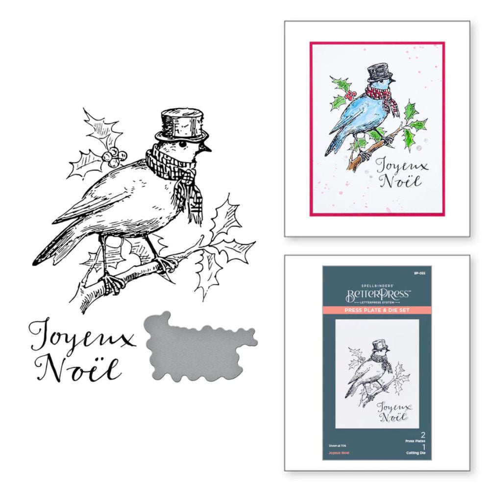 Spellbinders Joyeux Noel Press Plate & Die Set from the BetterPress Christmas Collection