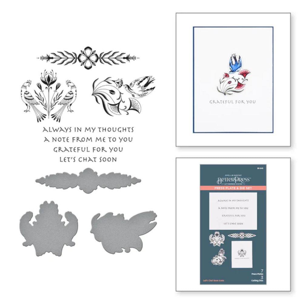 Spellbinders Let's Chat Soon Icons Press Plate & Die Set from the BetterPress Collection