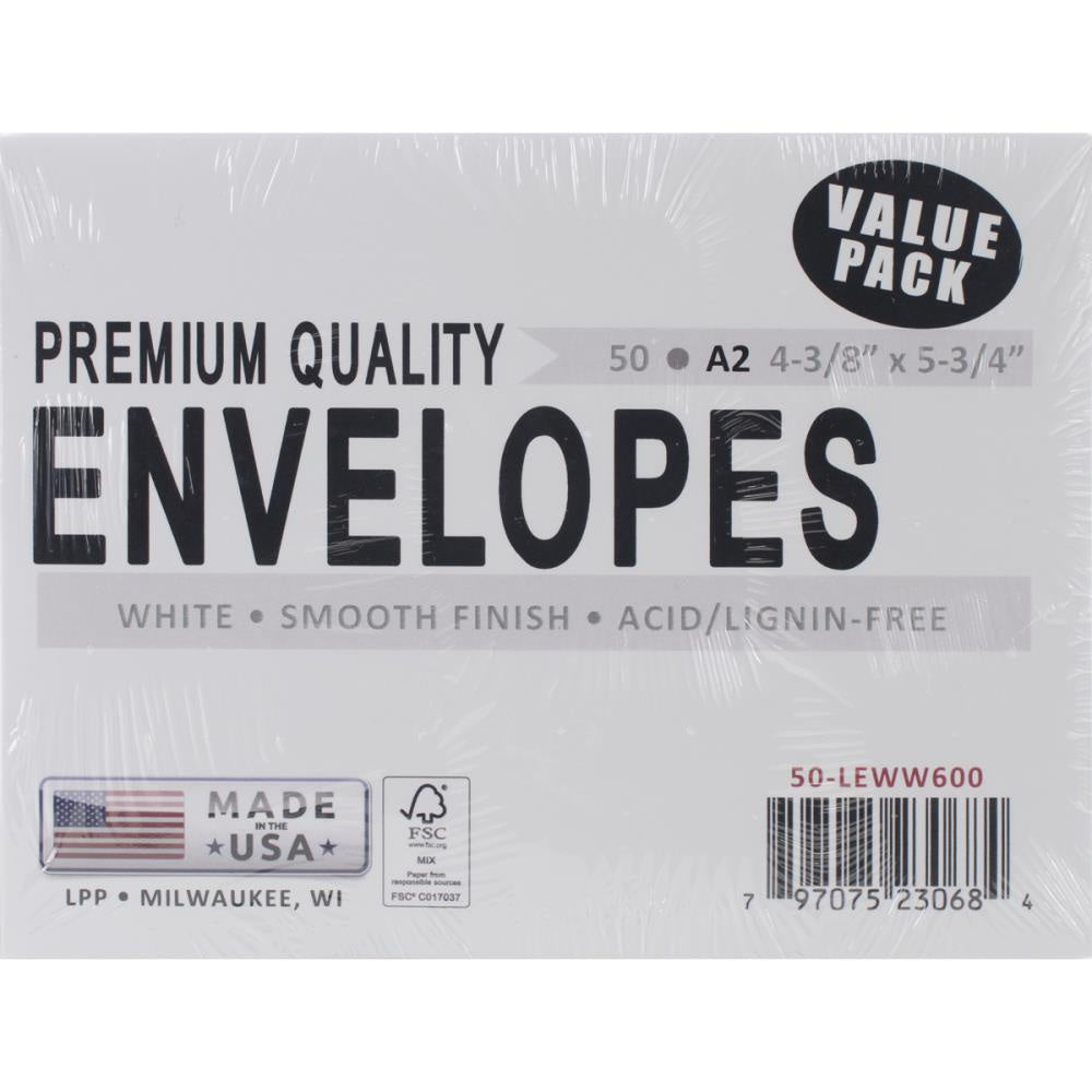 Leader A2 Envelopes (4.375"X5.75") 50/Pkg White