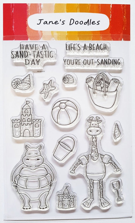 Jane's Doodles Life's A Beach Clear Stamps (JD108) - Auzz Trinklets N Krafts