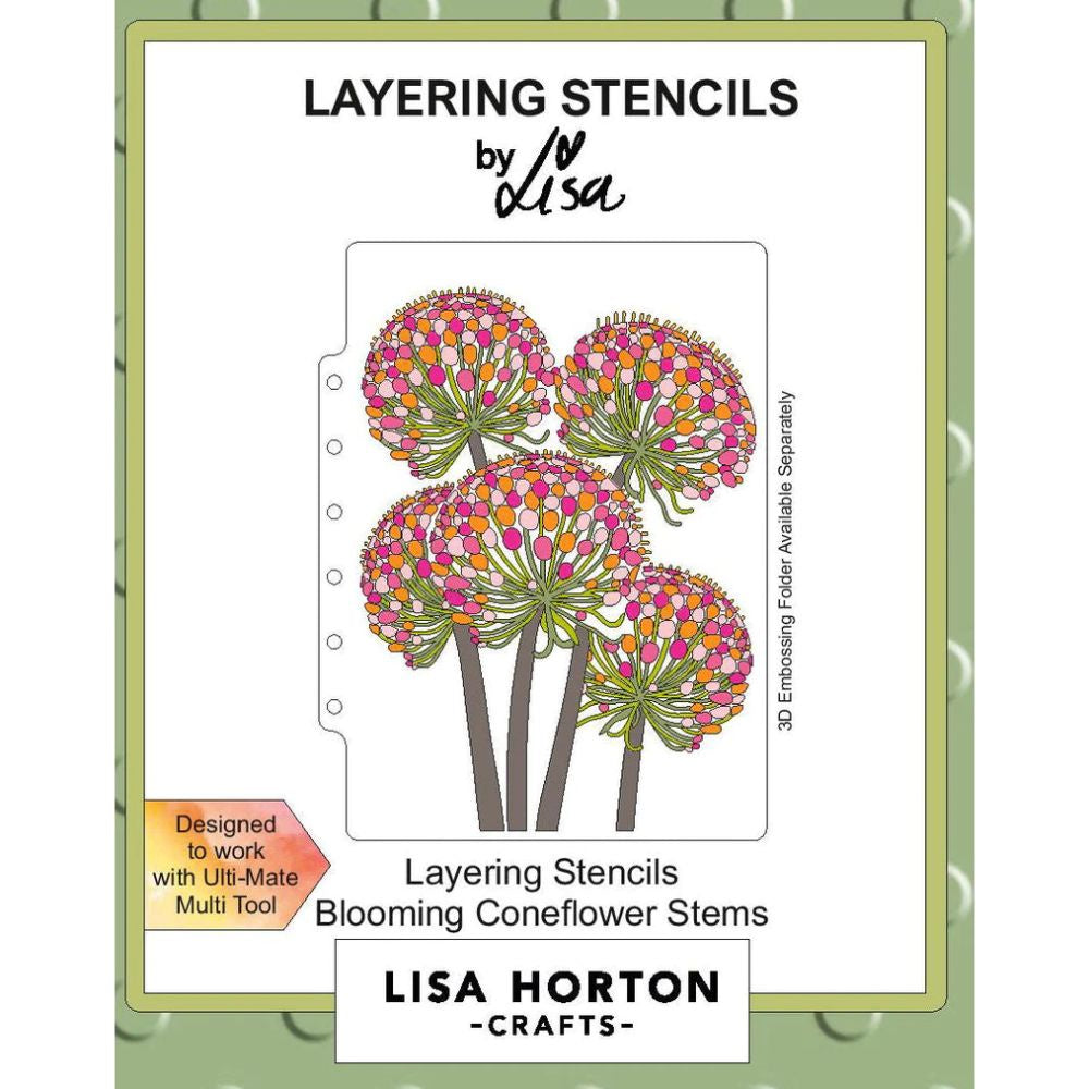 Lisa Horton Crafts Blooming Coneflower Stems 5x7 Layering Stencils