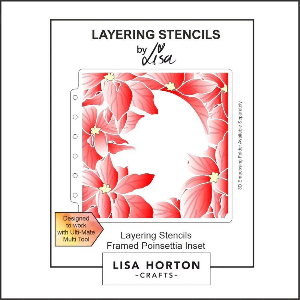 Lisa Horton Crafts Framed Poinsettia Inset 6x6 Layering Stencils