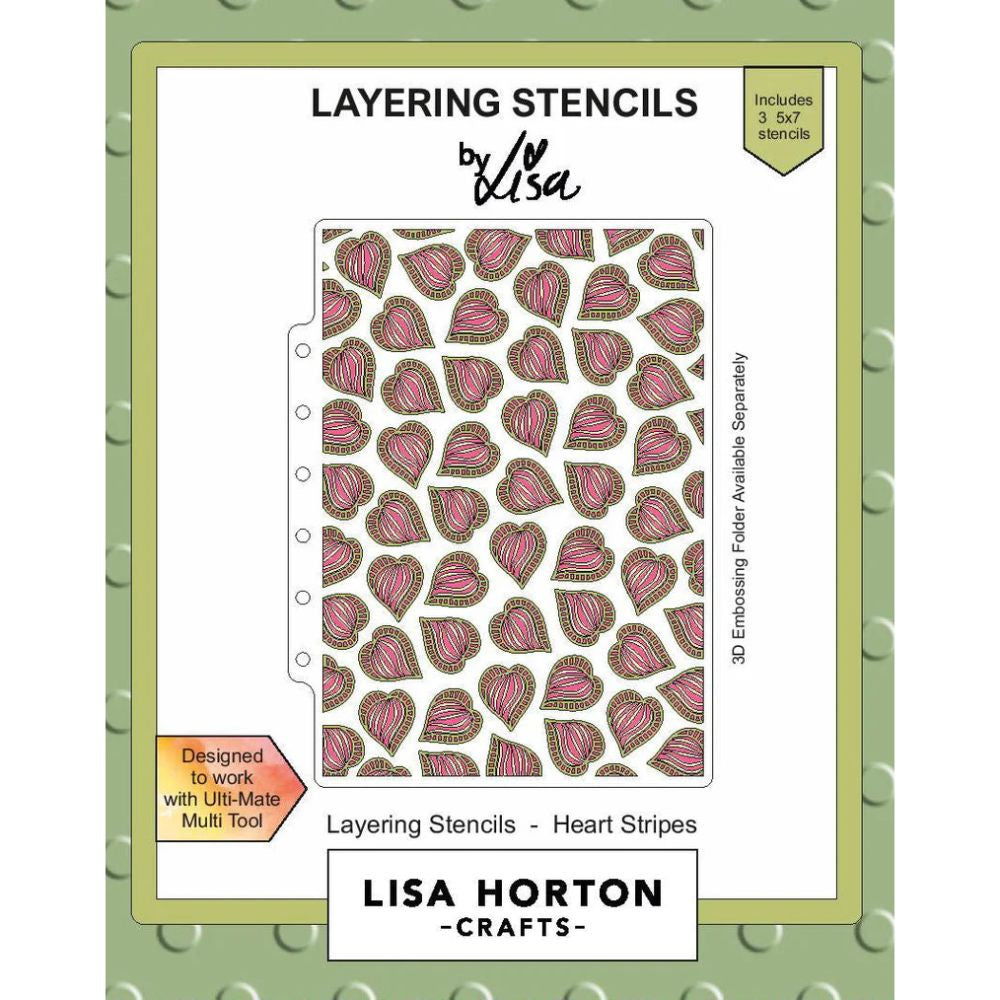 Lisa Horton Crafts Heart Stripes 5x7 Layering Stencils