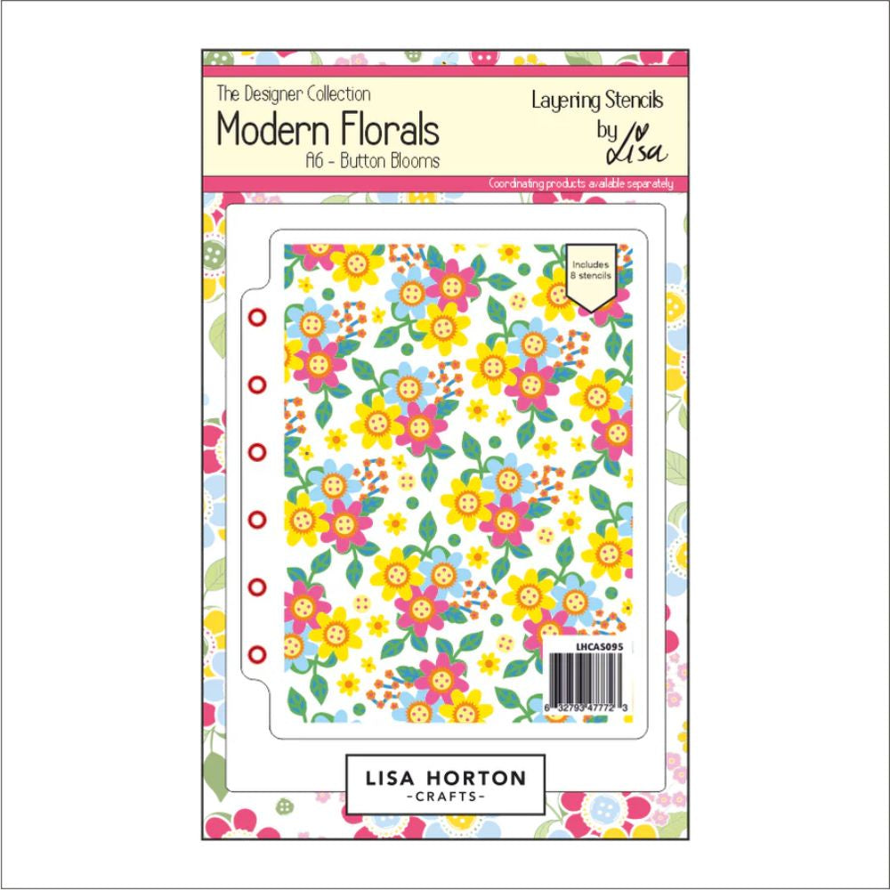 Lisa Horton Crafts Modern Florals - Button Blooms A6 Layering Stencils