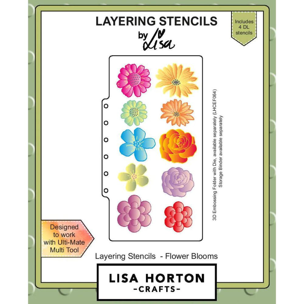 Lisa Horton Crafts Slimline Layering Stencils - Flower Blooms