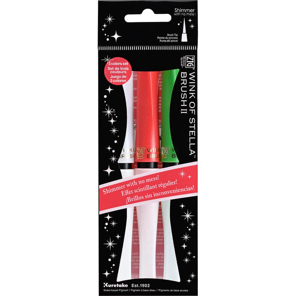 Zig Memory System Wink Of Stella Brush Marker 3 colour Set - White Christmas