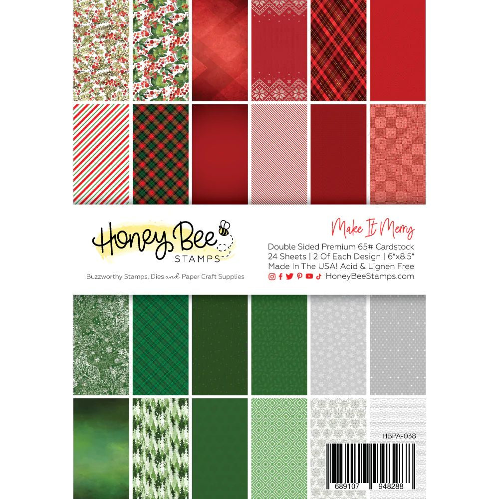 Honeybee Stamps Make It Merry Paper Pad 6x8.5 - 24 Double Sided Sheets