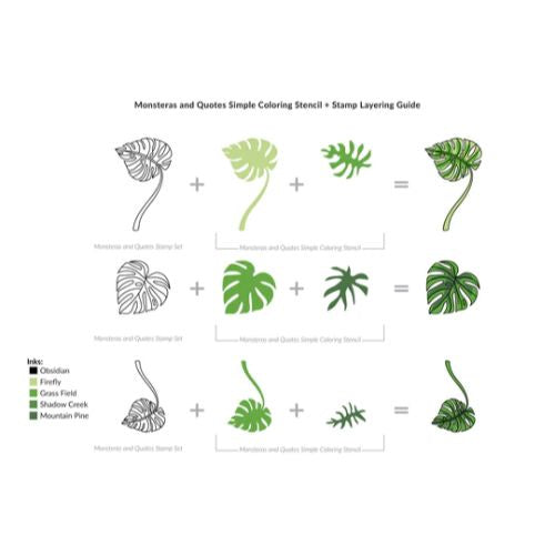 Altenew Monsteras and Quotes Simple Coloring Stencil