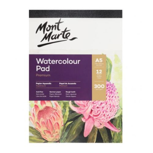 Mont Marte Watercolour Pad German Paper A5 300gsm 12sht