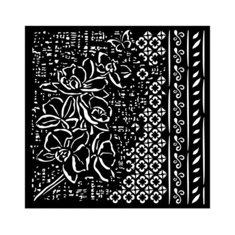 Stamperia Thick stencil cm 18X18 - Orchids and Cats Orchid pattern