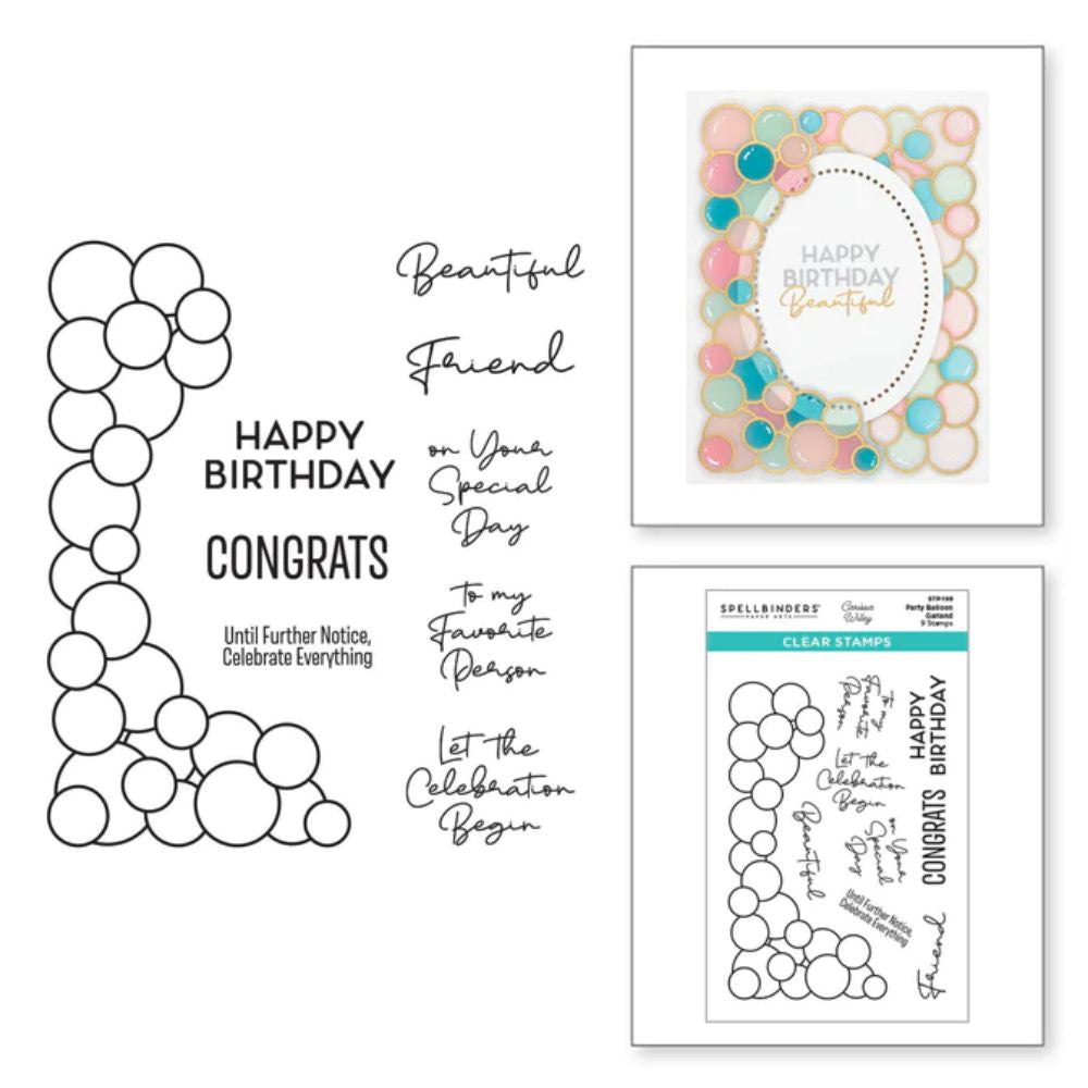 Spellbinders PARTY BALLOON GARLAND CLEAR STAMP SET FROM THE IT’S MY PARTY COLLECTION BY CARISSA WILEY