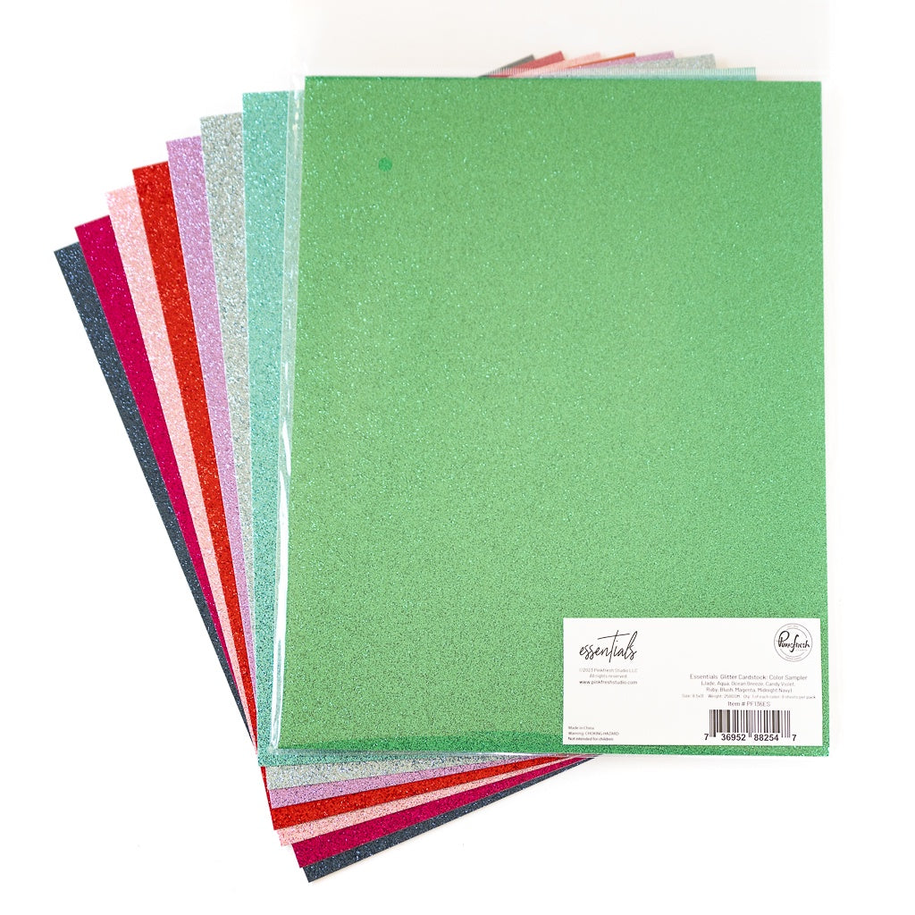 Pinkfresh Studio Essentials Glitter Cardstock: Color Sampler