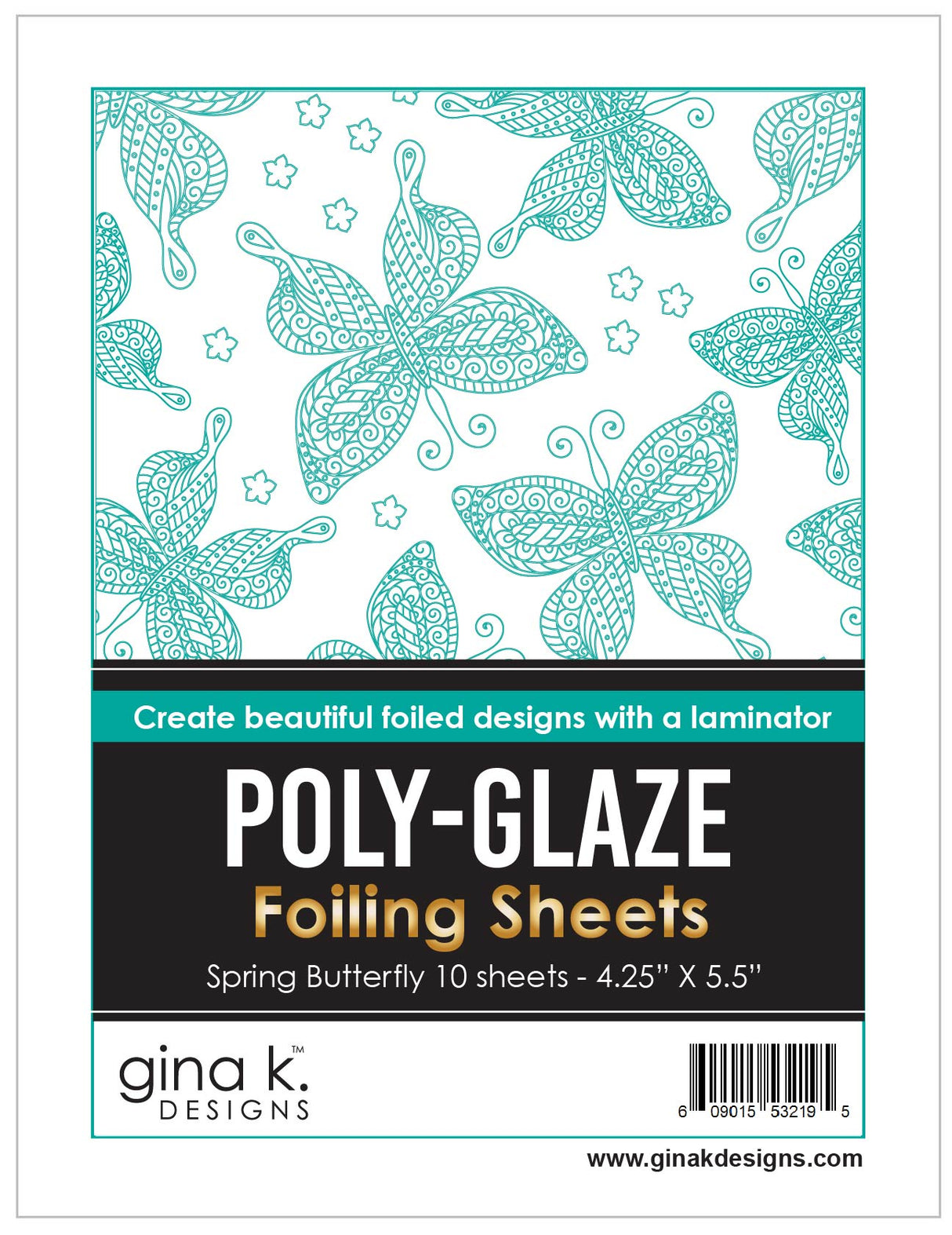 Gina K Designs POLY-GLAZE FOILING SHEETS- SPRING BUTTERFLY