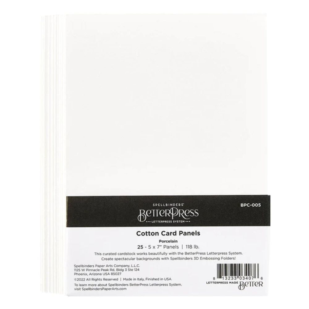 Spellbinders Porcelain BetterPress A7 Cotton Card Panels - 25 Pack