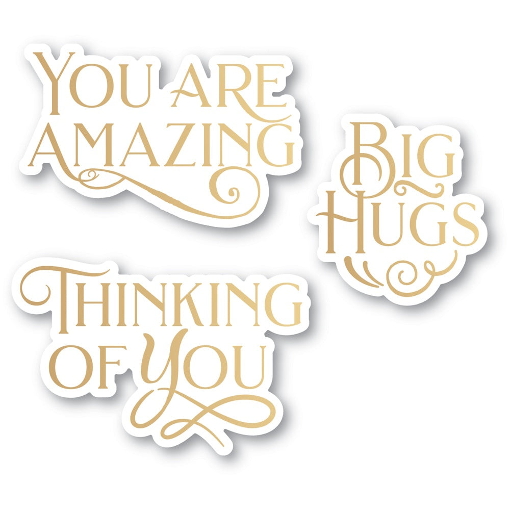 Poppystamps PSF804 You Are Amazing Poe Script Greetings Hot Foil Plate and Dies