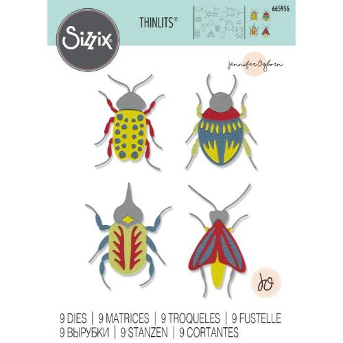 Sizzix Thinlits Die Set 9PK - Patterned Bugs by Jennifer Ogborn 665956