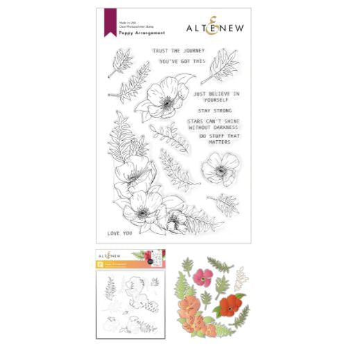 Altenew Poppy Arrangement Stamp & Die & Stencil Bundle