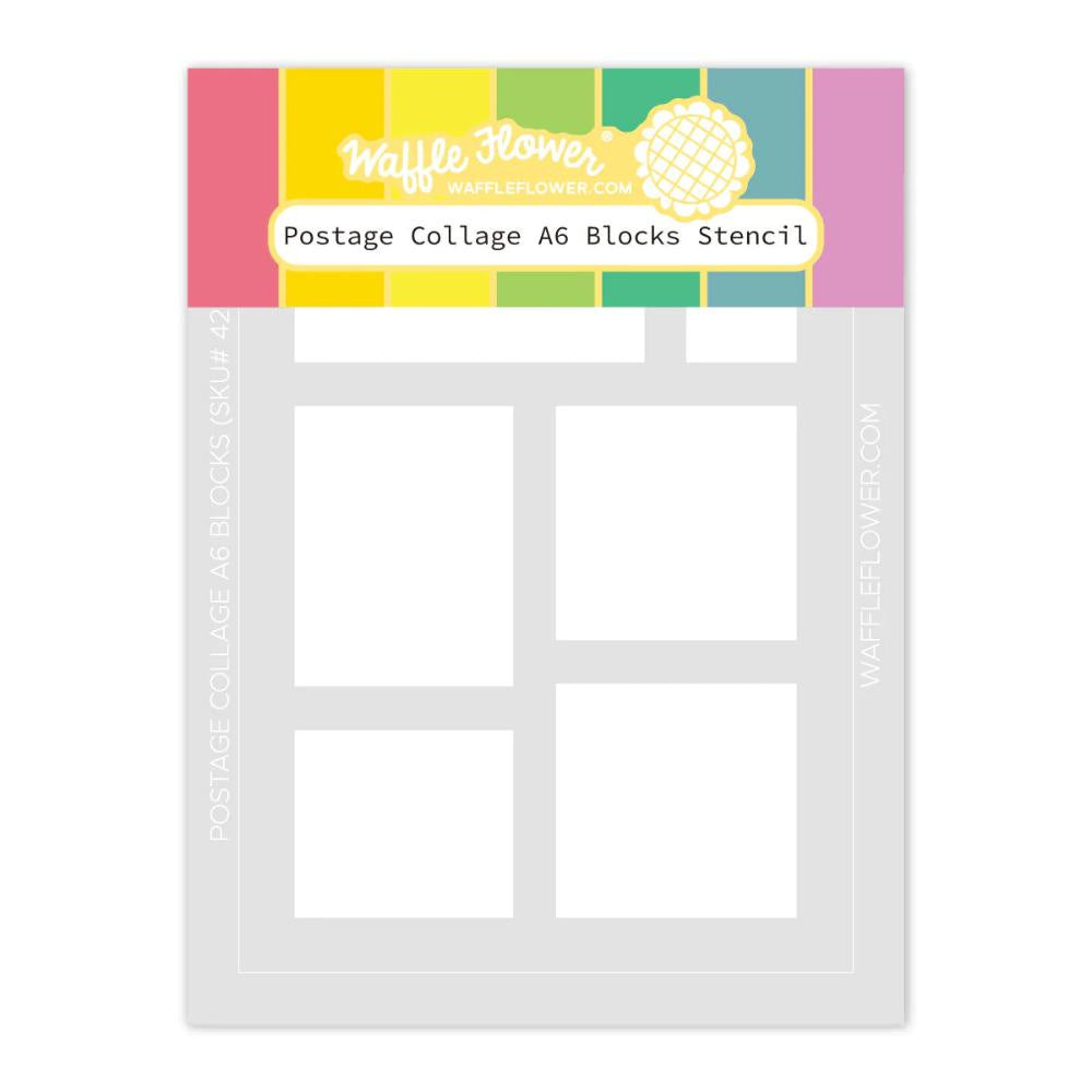 Waffle Flower Crafts Postage Collage A6 Blocks Stencil