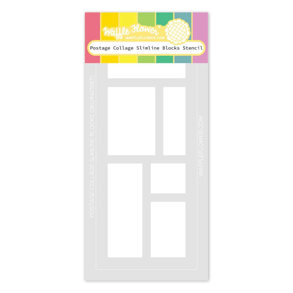 Waffle Flower Crafts Postage Collage Slimline Blocks Stencil