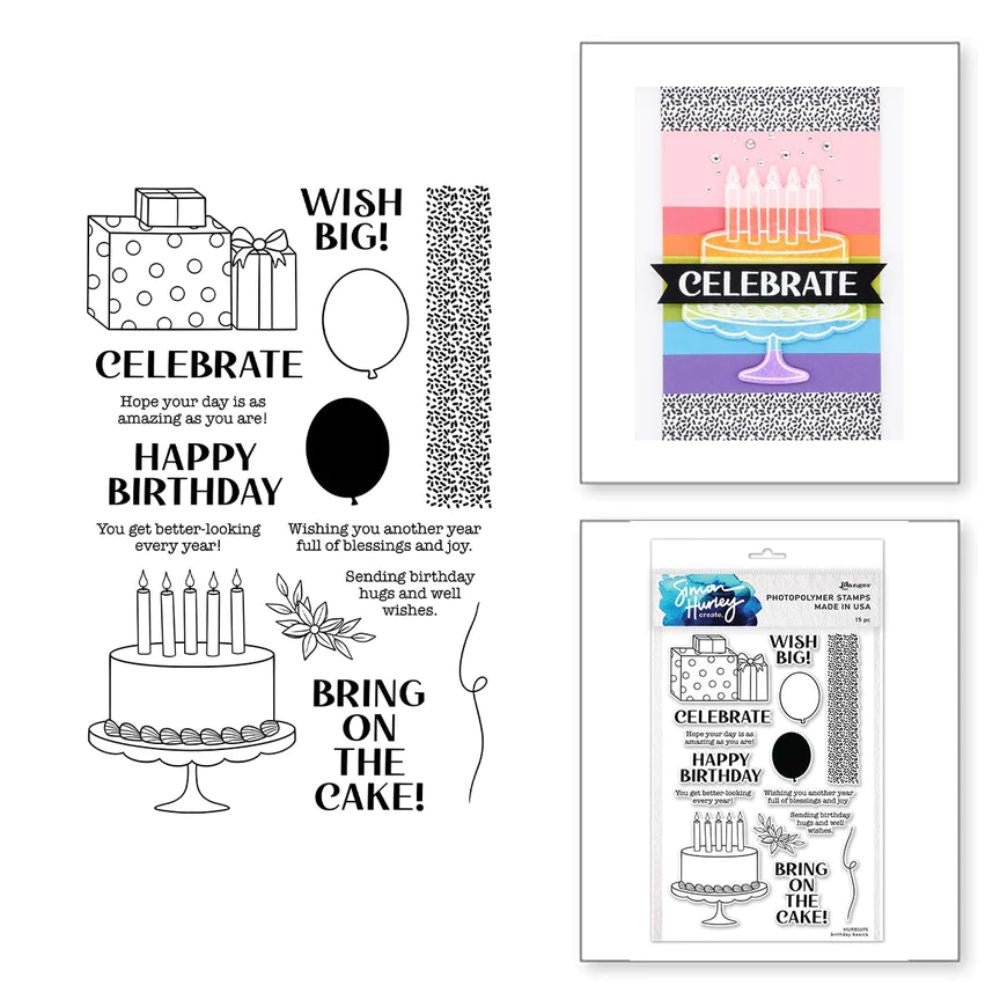 Spellbinders Ranger Birthday Basics Clear Stamp Set by Simon Hurley create.