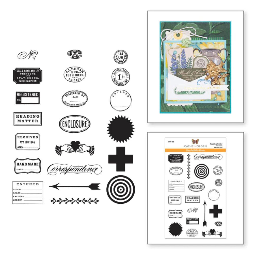 Spellbinders Reading Matter Clear Stamp Set from the Flea Market Finds Collection by Cathe Holden