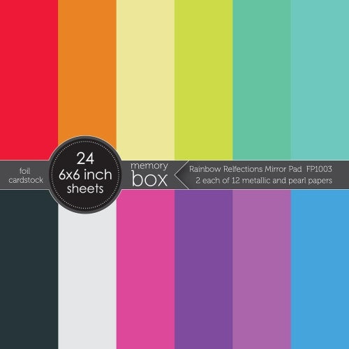 Memory Box Mirror Paper Pad 6"X6" 24/Pkg Rainbow Reflections - Auzz Trinklets N Krafts