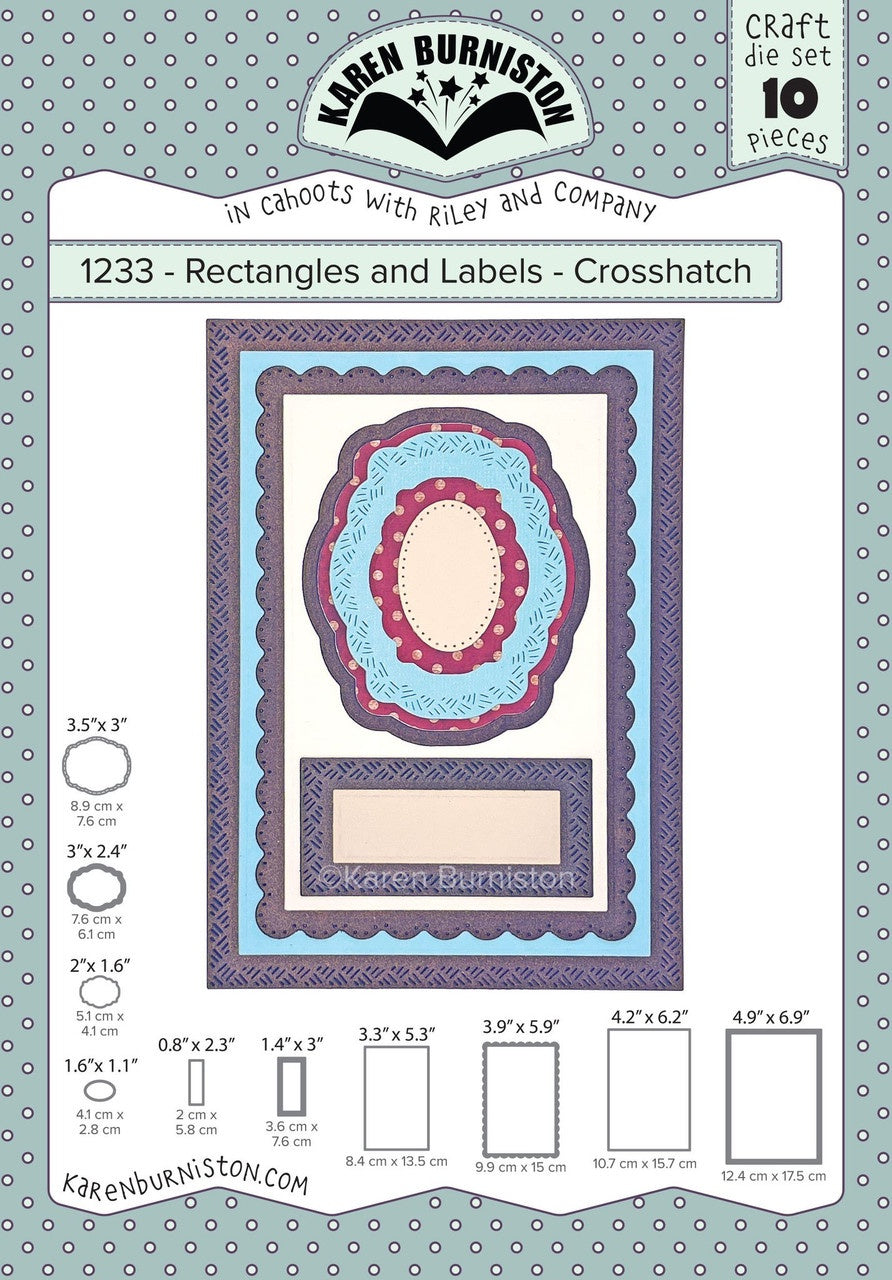 Karen Burniston Rectangles and Labels - Crosshatch 1233