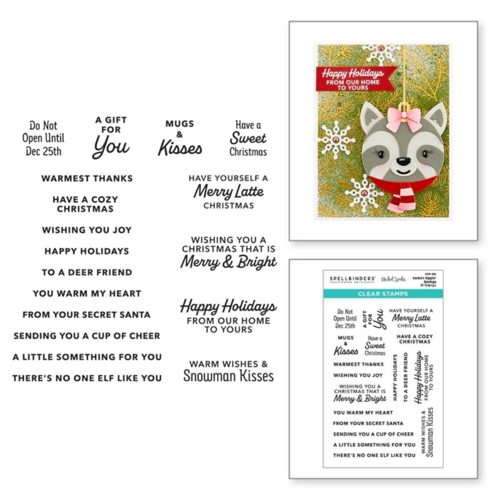 Spellbinders Santa’s Sippin’ Sayings Clear Stamp Set from the Merry Mug & Circle Delights Collection by Nichol Spohr