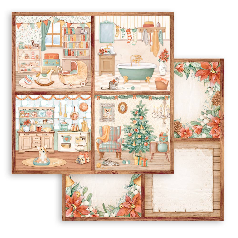 StamperiaÂ Scrapbooking Double face sheet - All Around Christmas 4 cards