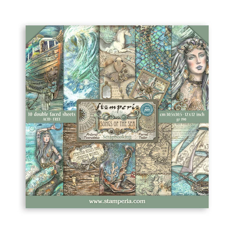 Stamperia Scrapbooking Pad 10 sheets cm 30,5x30,5 (12"x12") - Songs of the Sea