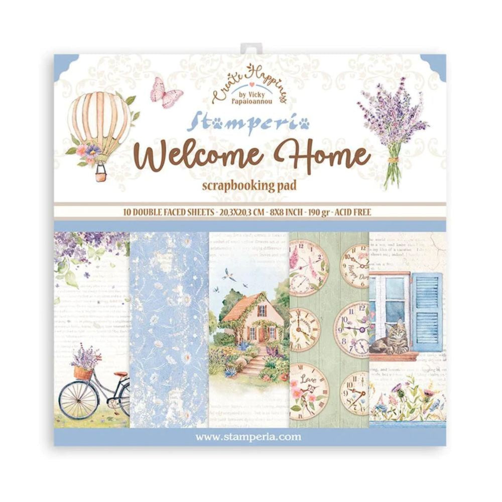 Stamperia Scrapbooking Small Pad 10 sheets cm 20,3X20,3 (8"X8") - Create Happiness Welcome Home