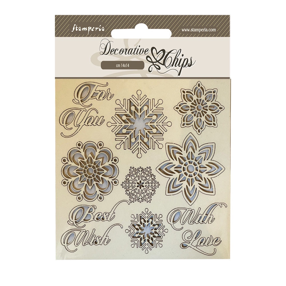 Stamperia Decorative chips cm 14x14 - Snowflakes