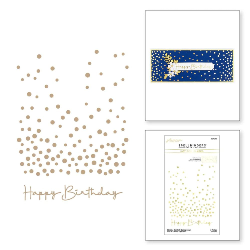 Spellbinders Slimline Confetti Background Glimmer Hot Foil Plate from the Slimline Collection