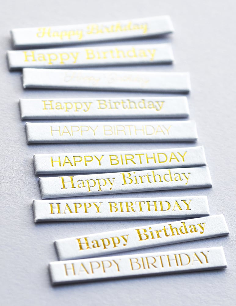 Memory Box ST006 Happy Birthday Foil Greetings White Tabs