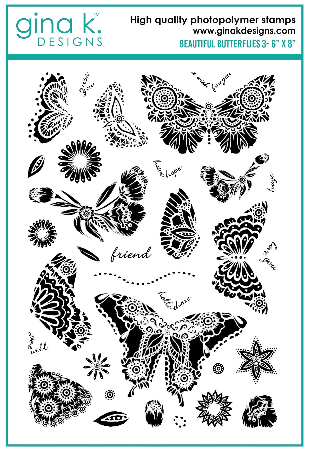 Gina K Design STAMPS- Beautiful Butterflies 3