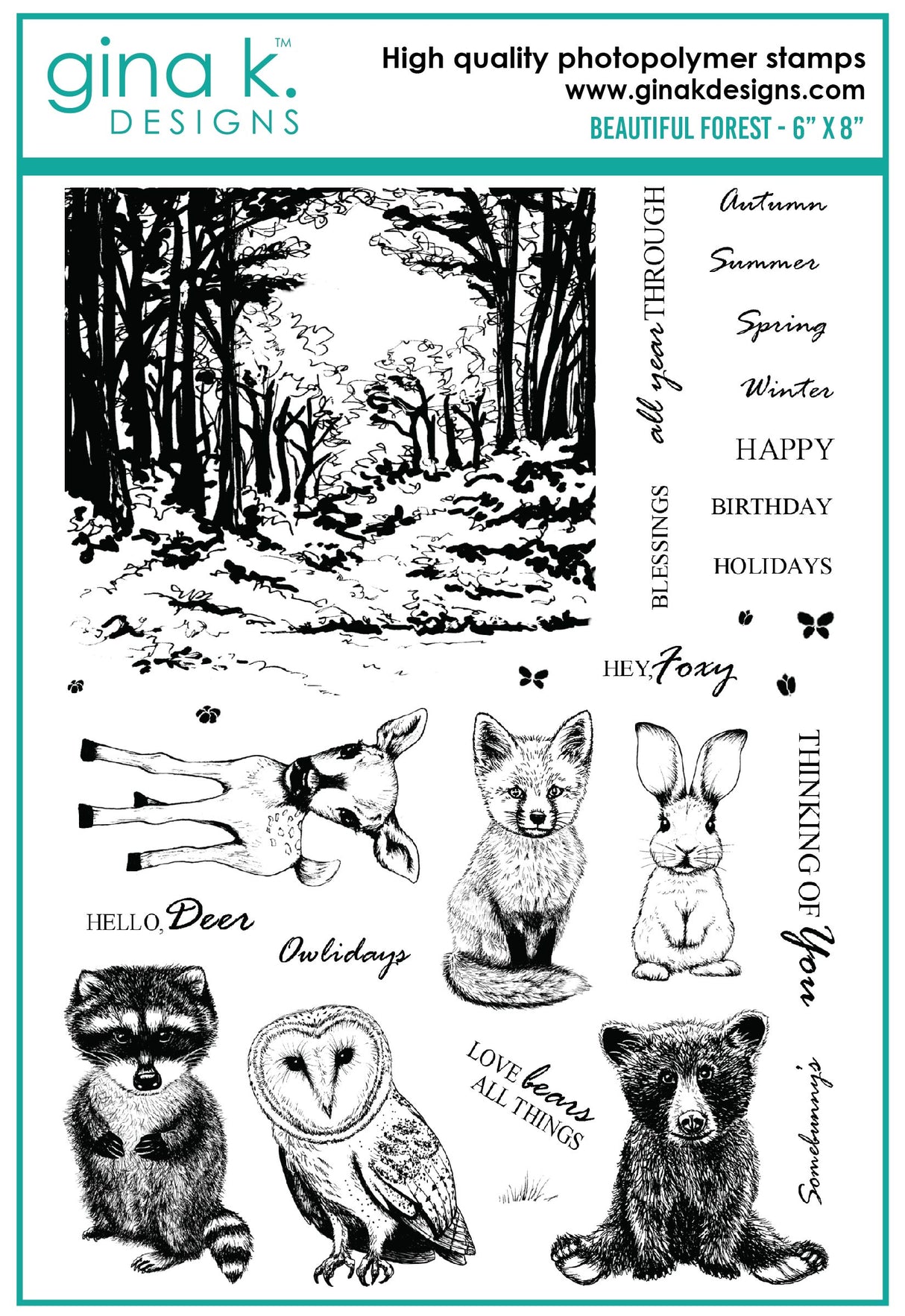 Gina K Designs STAMPS- Beautiful Forest