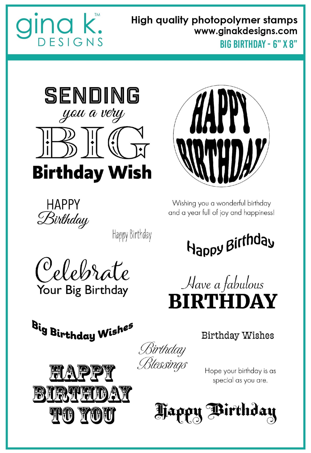 Gina K Design STAMPS- Big Birthday