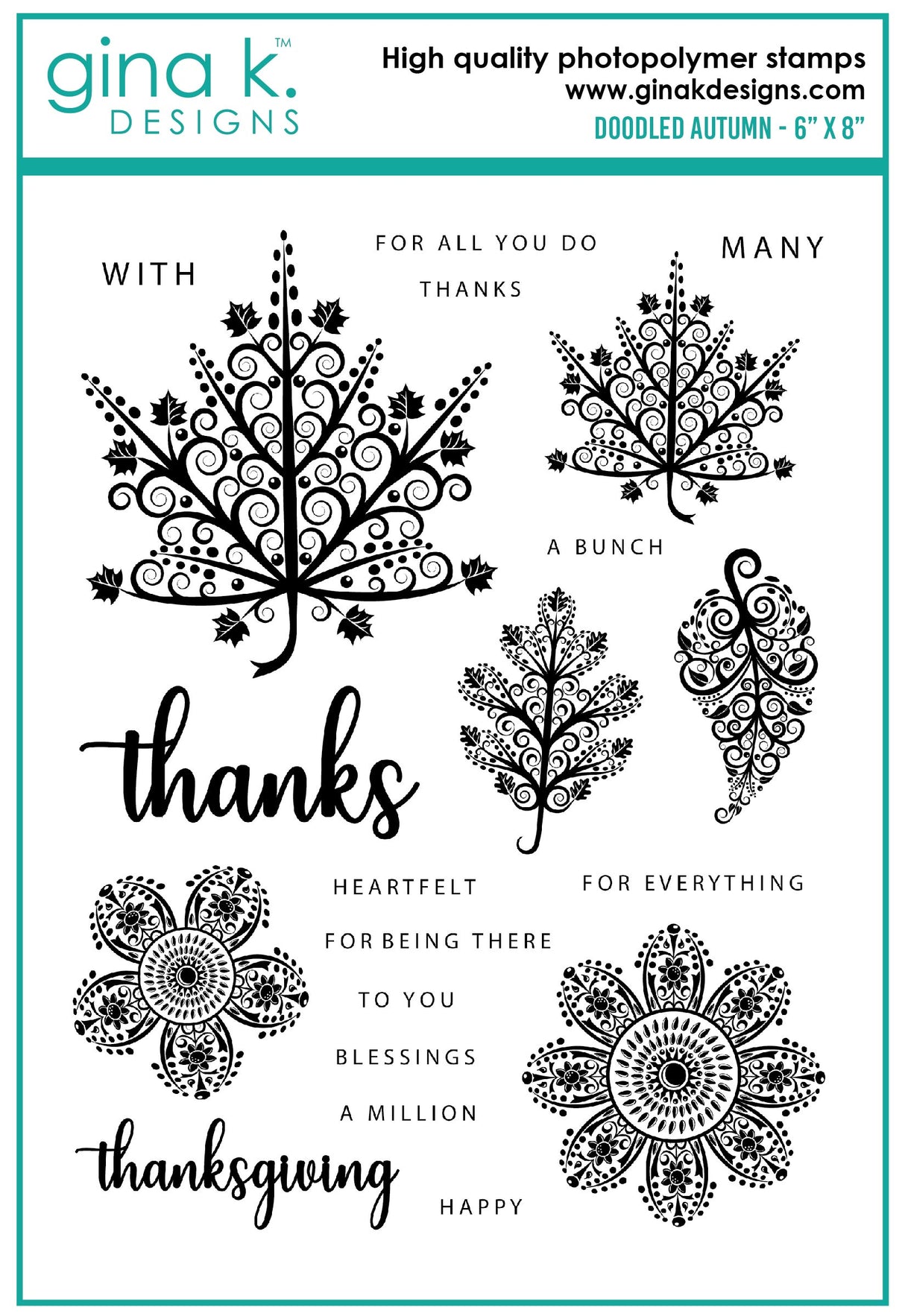 Gina K Designs STAMPS- Doodled Autumn *RETIRED