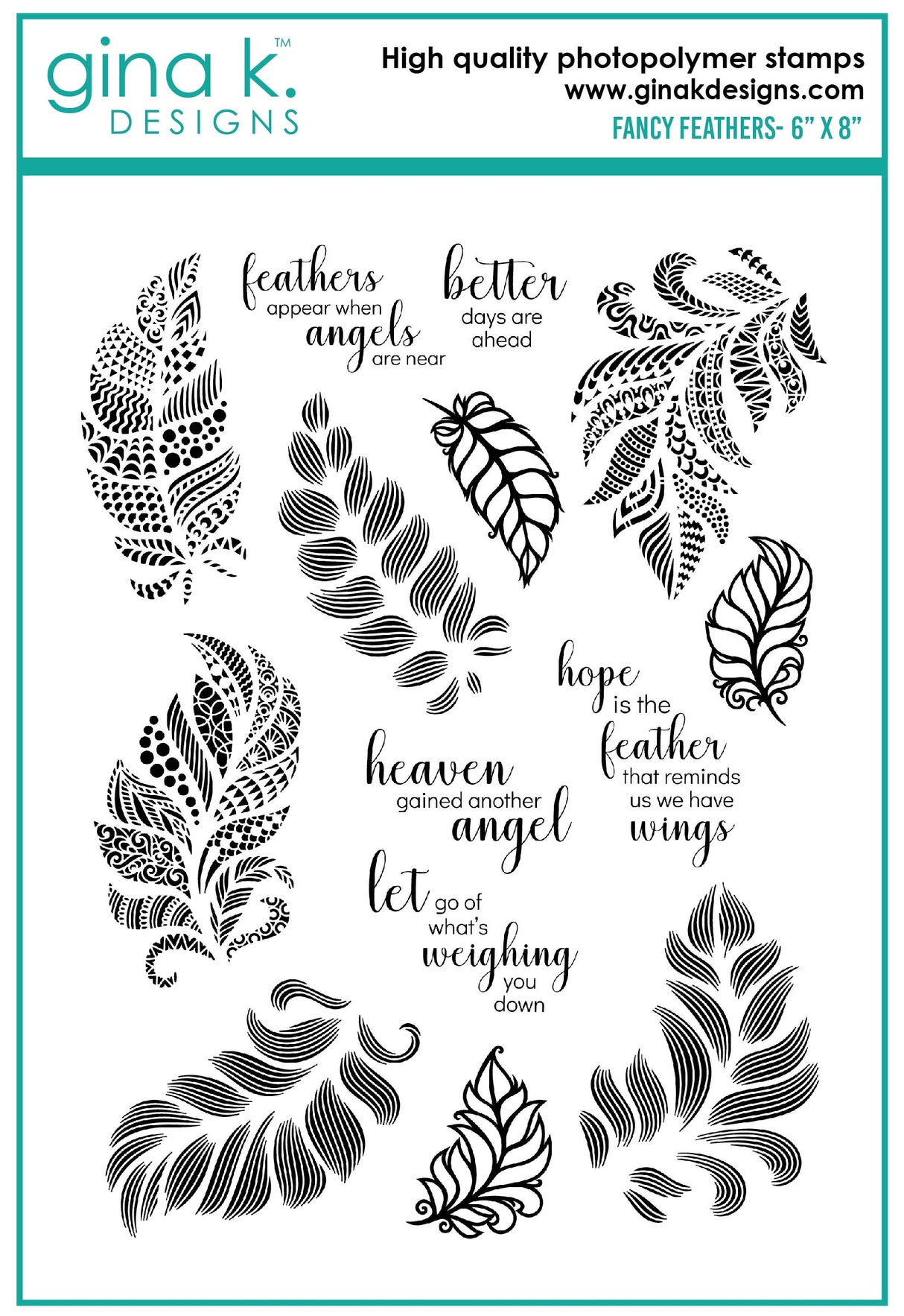 Gina K Design STAMPS- Fancy Feathers