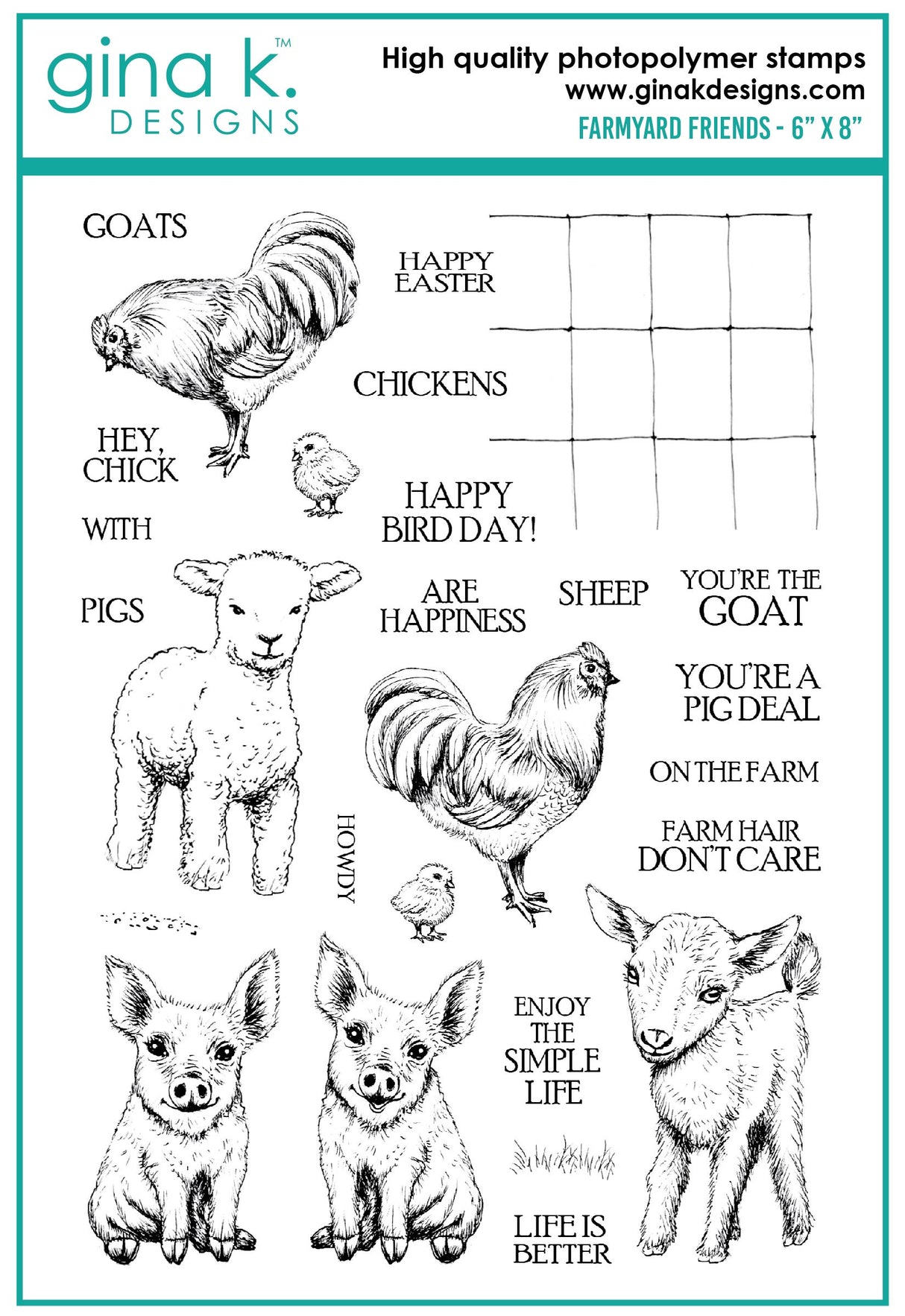 Gina K Designs STAMPS- Farmyard Friends