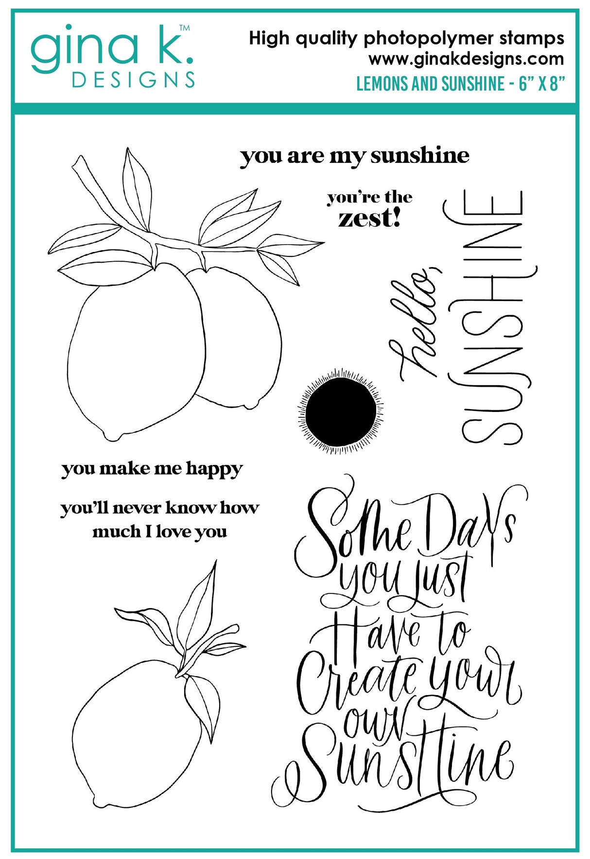 Gina K Design STAMPS- Lemons & Sunshine **RETIRED