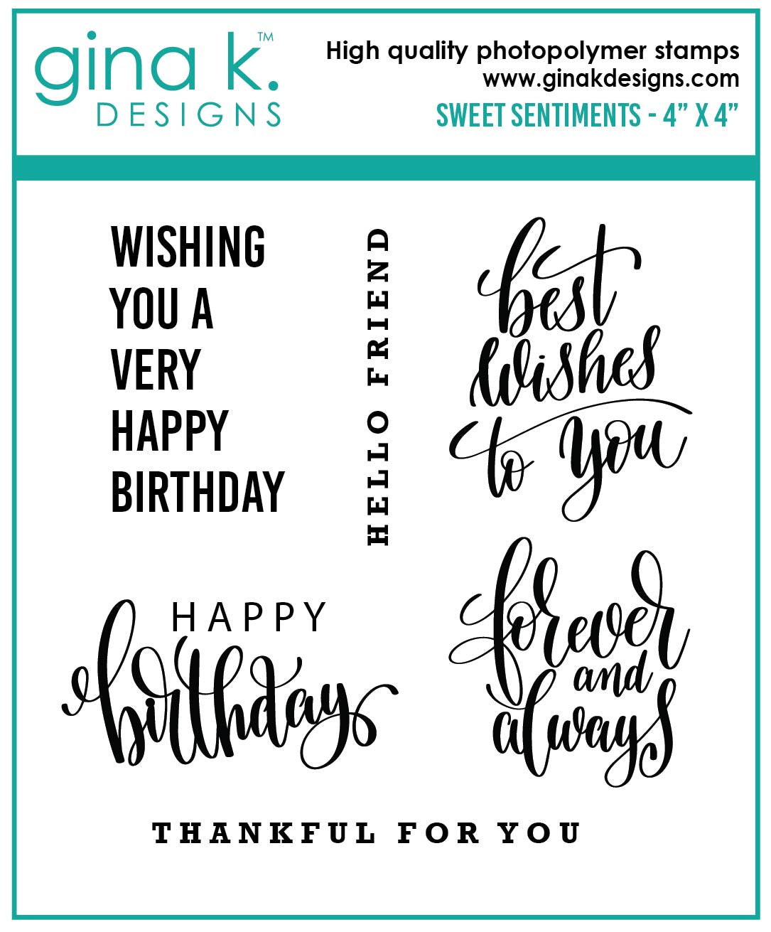 Gina K Designs STAMPS- Sweet Sentiments