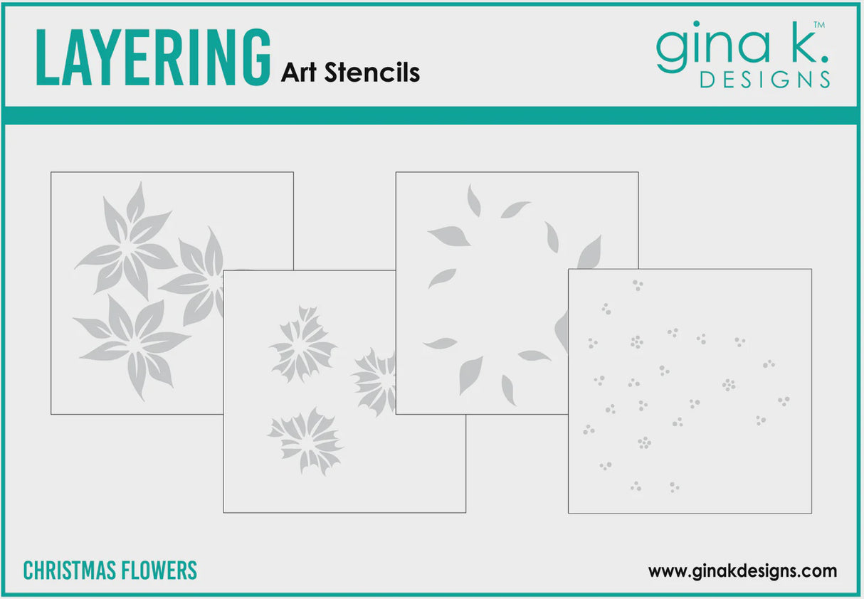 Gina K Designs STENCIL- Christmas Flower Layering Stencils