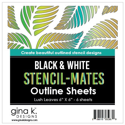 Gina K Designs STENCIL-MATES- Black and White Outline Sheets- Lush Leaves