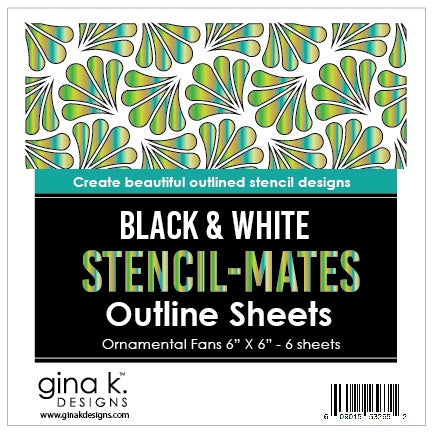 Gina K Designs STENCIL-MATES- Black and White Outline Sheets- Ornamental Fans