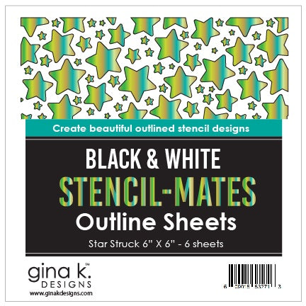 Ginak Designs STENCIL-MATES- Black and White Outline Sheets- Star Stuck