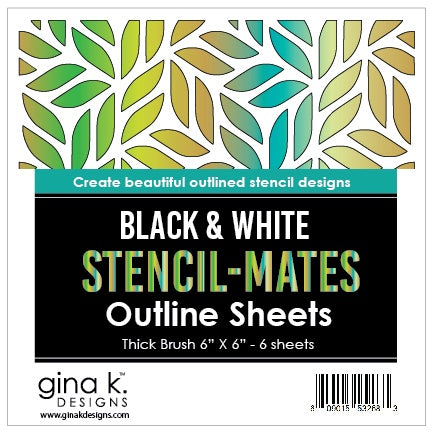 Gina K Designs STENCIL-MATES- Black and White Outline Sheets- Thick Brush