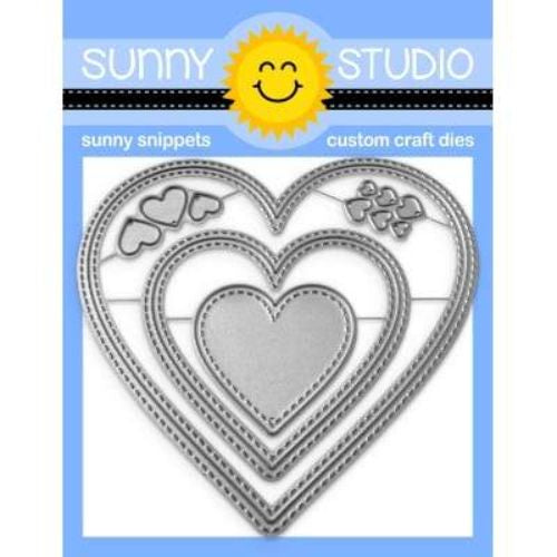 Sunny Studio Stamps Stitched Heart 2 Dies